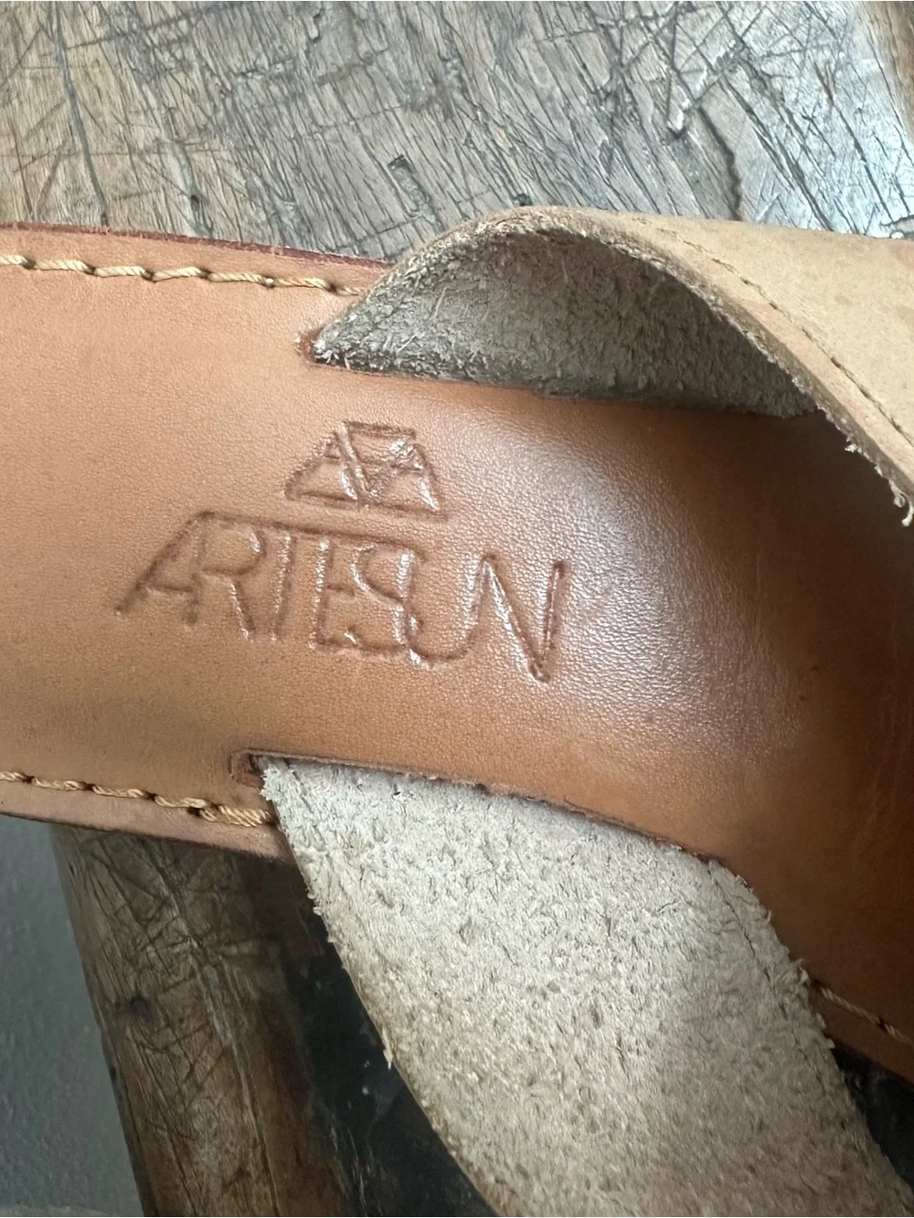 Artesan Tan Leather Slide Sandals